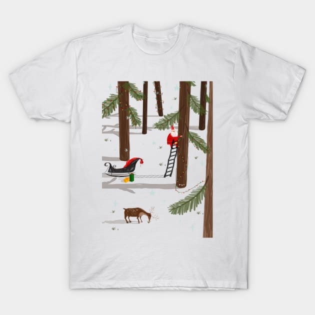 Forest Christmas Party T-Shirt by oanaxvoicu